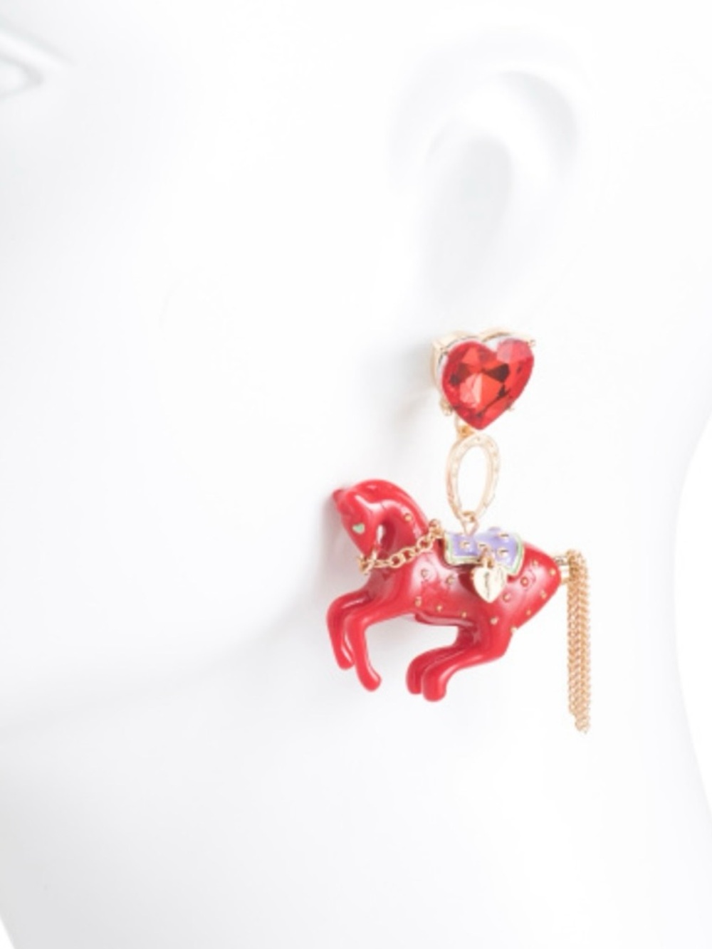 BETSEY JOHNSON Chinese Zodiac Bold Year of the Horse Pendant Earrings NEW NWT - Picture 7 of 7